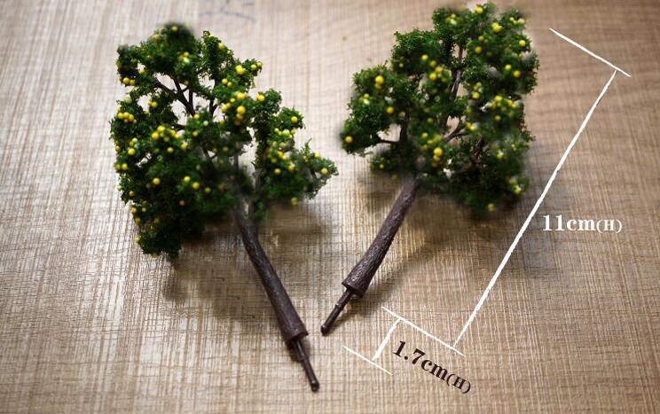 Miniature model Yellow fruit tree model 3pcs DIY sand table military train scene model material
