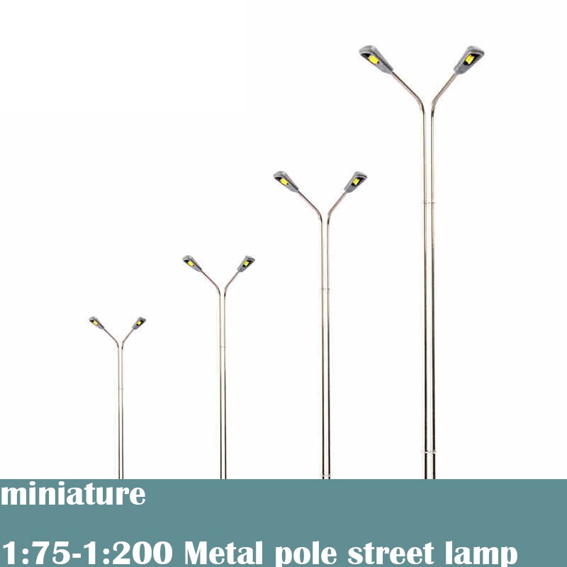 miniature 1:75-1:200 Metal pole street lamp Double head Sand table model material 3V Luminescent Street Lamp Model 4pcs miniature 1:75-1:200 Metal pole street lamp Double head Sand table model material 3V Luminescent Street Lamp Model 4pcs