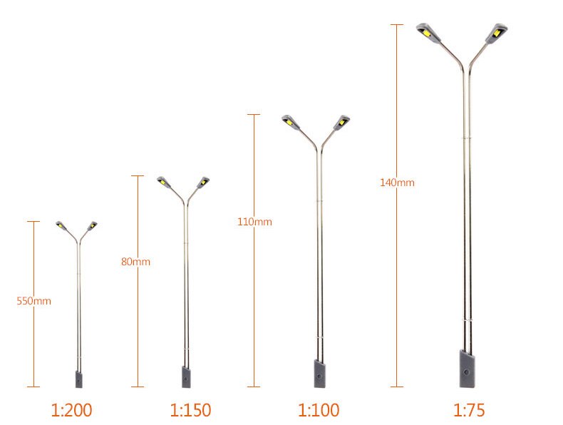 miniature 1:75-1:200 Metal pole street lamp Double head Sand table model material 3V Luminescent Street Lamp Model 4pcs miniature 1:75-1:200 Metal pole street lamp Double head Sand table model material 3V Luminescent Street Lamp Model 4pcs
