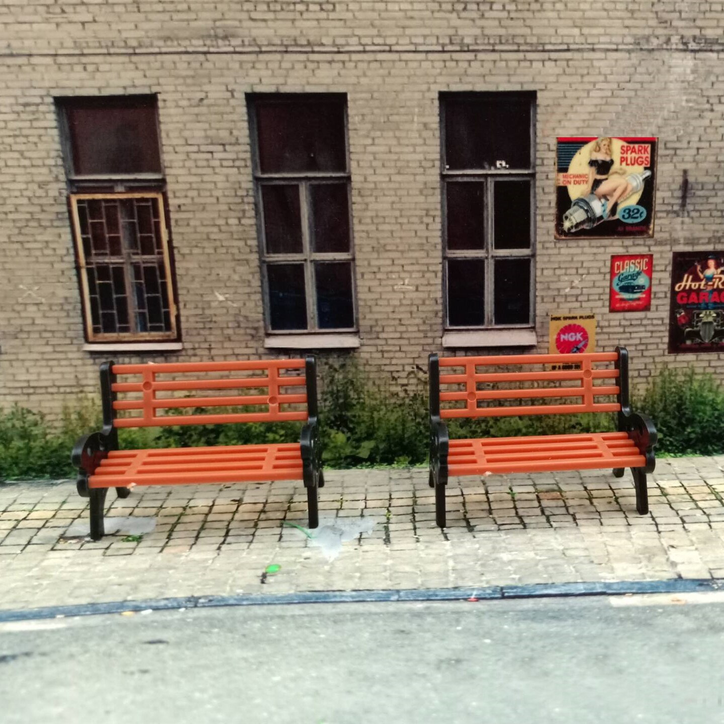 miniature Park Double Bench Scenario model Sand table scene modification 5pcs