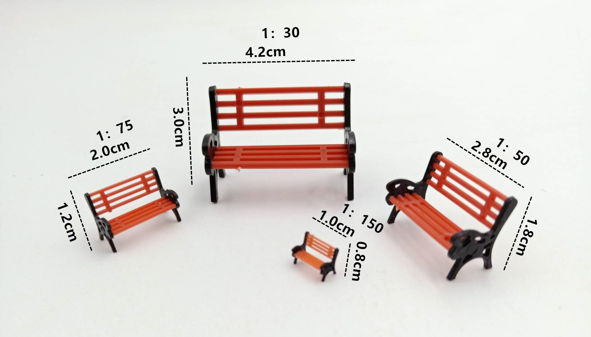 miniature Park Double Bench Scenario model Sand table scene modification 5pcs