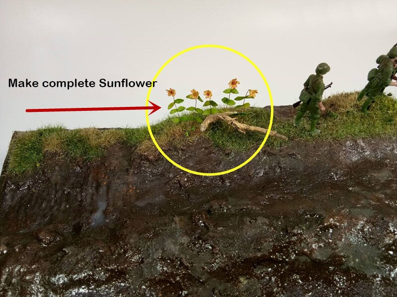 miniature Scenario model Sunflower Cluster Modification Material 1/35 DIY Material for Terrain Sand Table Military scenario