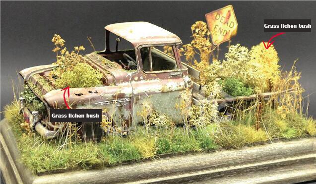 Miniature model Simulation Bush model Low grass lichen 450ml DIY sand table military train scene model material