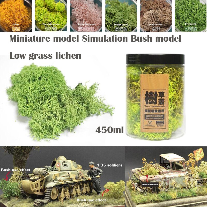 Miniature model Simulation Bush model Low grass lichen 450ml DIY sand table military train scene model material