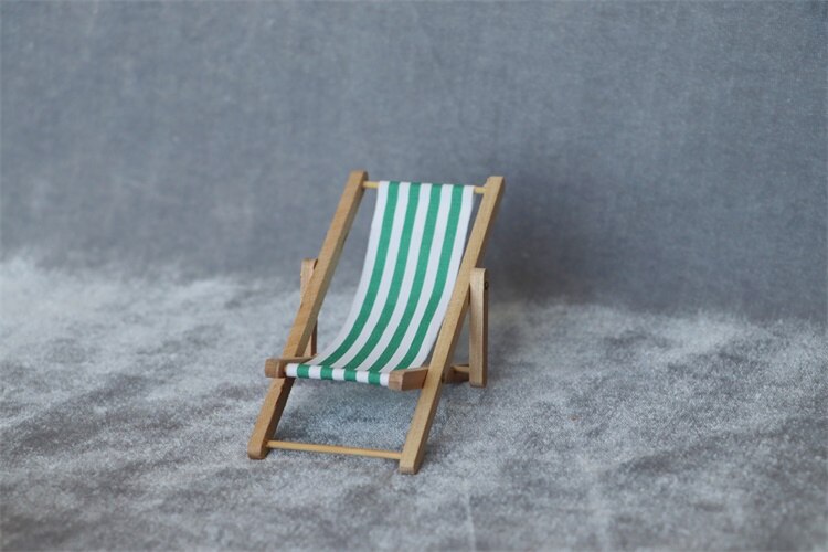 Miniature model 1:12 Folding beach chair stripe lounge chair Building sand table model materials Miniature model 1:12 Folding beach chair stripe lounge chair Building sand table model materials