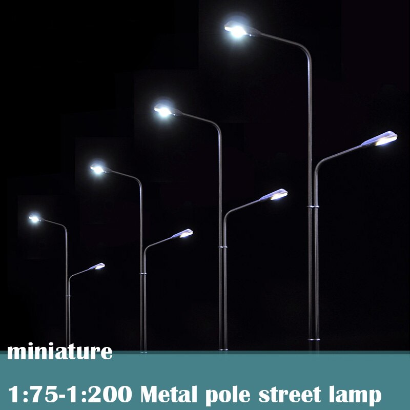 miniature 1:75-1:200 Metal pole street lamp Sand Table Model Traffic Material 3V Luminescent Street Lamp Model 4pcs/bag