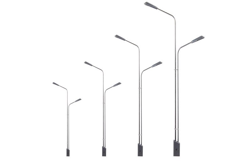 miniature 1:75-1:200 Metal pole street lamp Sand Table Model Traffic Material 3V Luminescent Street Lamp Model 4pcs/bag