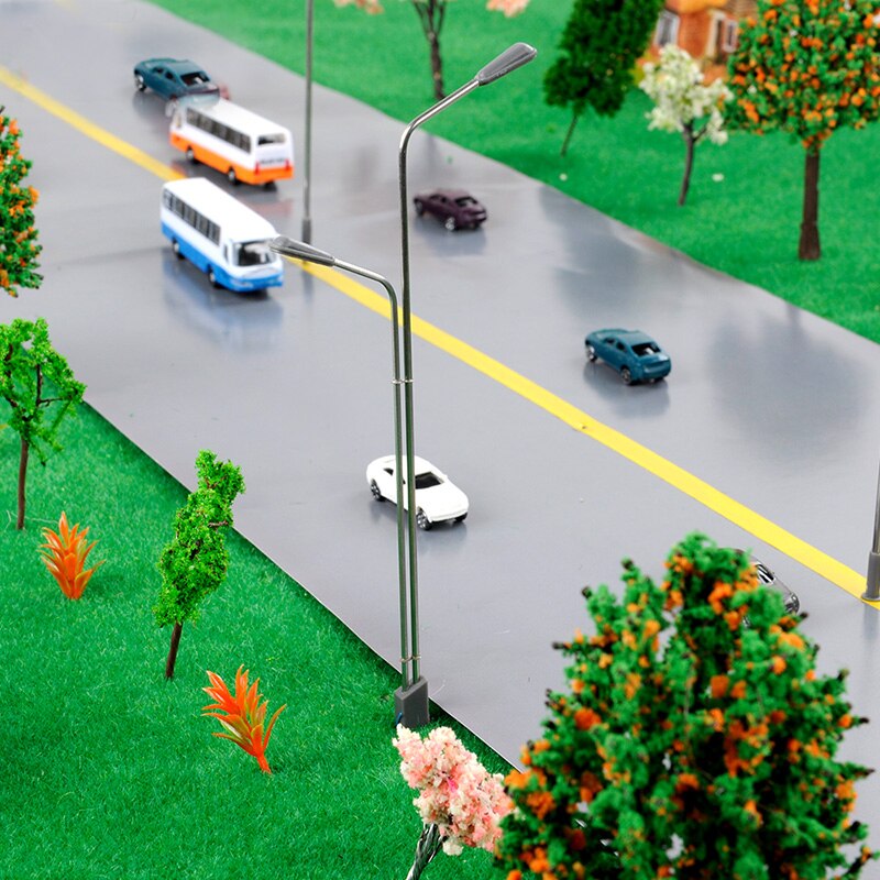 miniature 1:75-1:200 Metal pole street lamp Sand Table Model Traffic Material 3V Luminescent Street Lamp Model 4pcs/bag