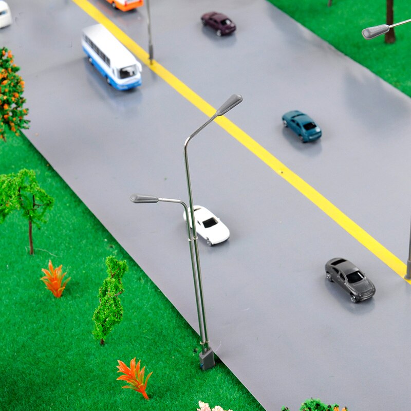 miniature 1:75-1:200 Metal pole street lamp Sand Table Model Traffic Material 3V Luminescent Street Lamp Model 4pcs/bag