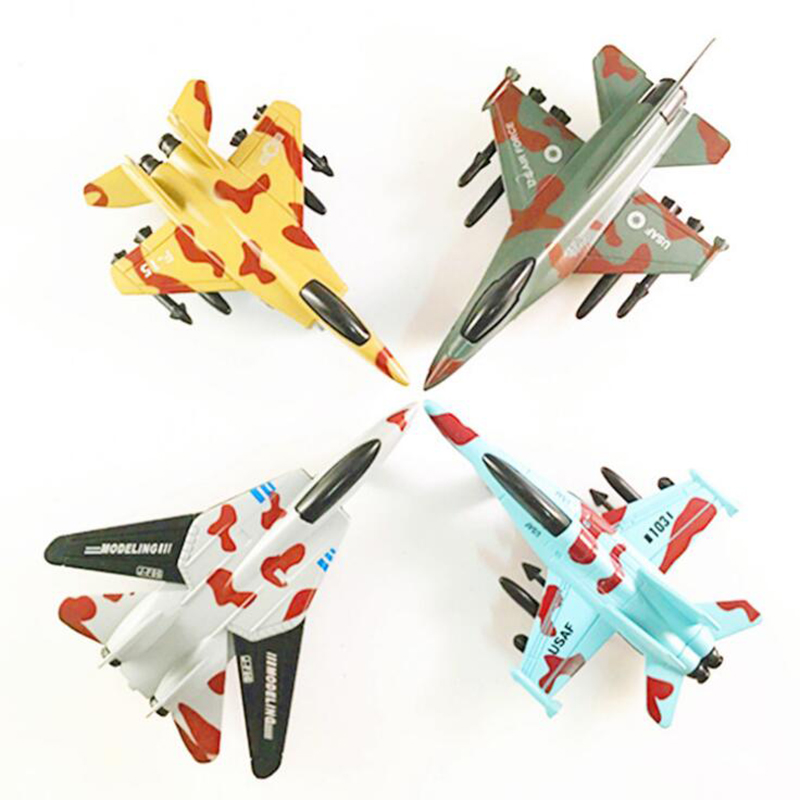 4pcs/set Airplane Model Toy Fighter Metal Aircraft Pull Back Alloy Static Diecast Plastic Plane Model for Kids Boy Children Gift