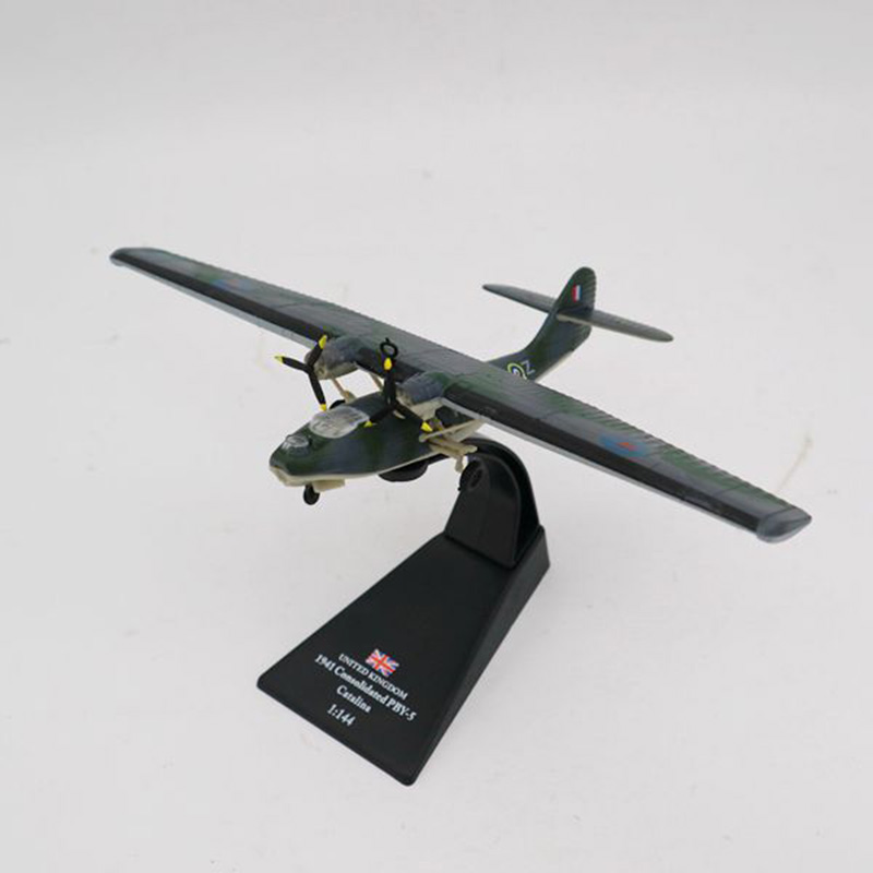 1/144 WWII UK RAF Classic Consolidated PBY 5 Catalina Aircraft Fighter Military Model Canso Amphibious Plane Diecast Kids Toy