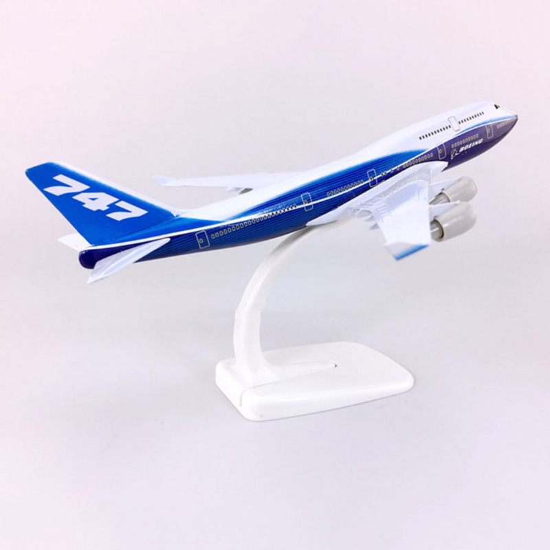 20CM Alloy airplane 1/300 scale BoeingB-747 airlines aircraft model W base static diecast collectible display toy kids Gifts