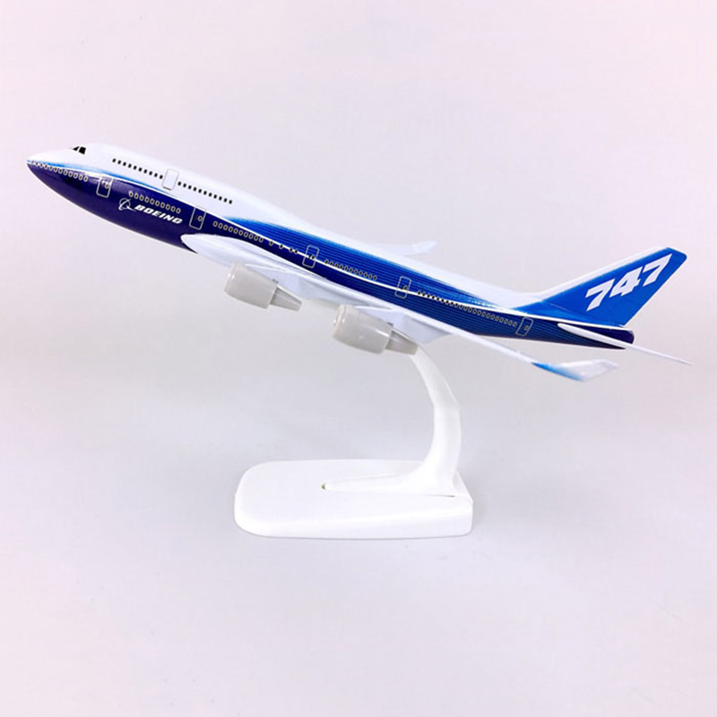 20CM Alloy airplane 1/300 scale BoeingB-747 airlines aircraft model W base static diecast collectible display toy kids Gifts