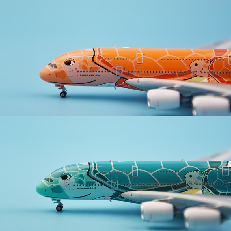 1:400 Scale A380 Planes model Airplane ANA Japan Turtle Airlines Alloy Aircraft with landing gear base collectible Plane