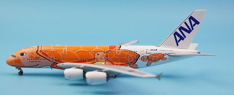 1:400 Scale A380 Planes model Airplane ANA Japan Turtle Airlines Alloy Aircraft with landing gear base collectible Plane