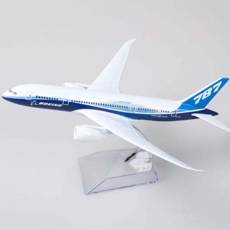 18CM simulation Aircraft 1:300 scale BoeingB-787 airline model alloy Diecasting Airplane Static W base display plane kids Gift