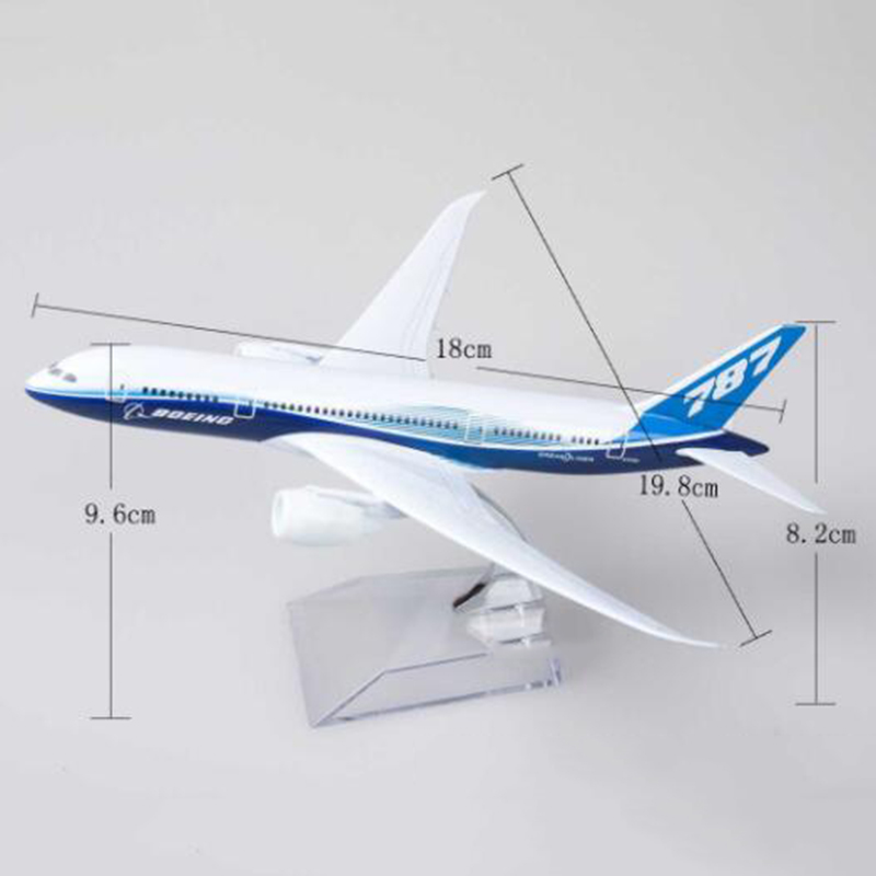 18CM simulation Aircraft 1:300 scale BoeingB-787 airline model alloy Diecasting Airplane Static W base display plane kids Gift