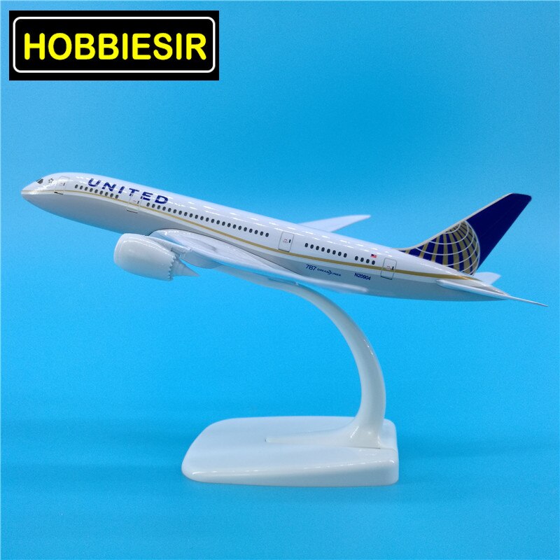 20cm Alloy Aircraft 1/400 Scale Boeing787 United airlines airplane model aircraft W base diecast plastic plane toy gifts for kid