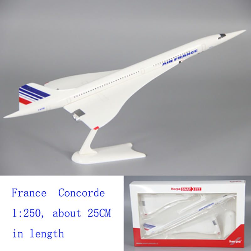 25CM 1/250 Scale Air France Plane Concorde British Airline Air Force One Model Airplane Toy Resin Airframe Aircraft Gift Display