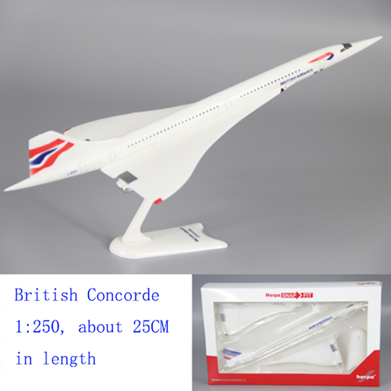 25CM 1/250 Scale Air France Plane Concorde British Airline Air Force One Model Airplane Toy Resin Airframe Aircraft Gift Display