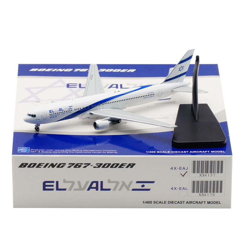 Standable aviation model 1: 400 Air ISRAEL Airline EL AL Boeing 767 B767 model with base landing gear alloy aircraft model