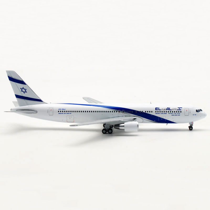 Standable aviation model 1: 400 Air ISRAEL Airline EL AL Boeing 767 B767 model with base landing gear alloy aircraft model
