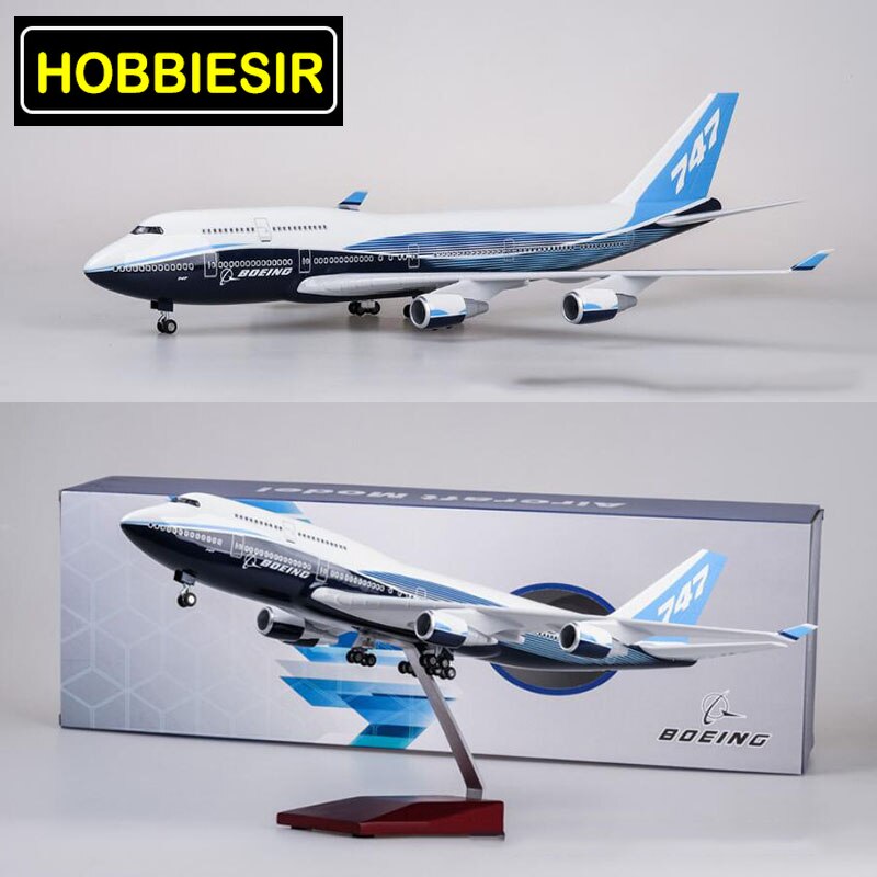 47CM Aircraft 1/150 Scale Air Boeing B747 Plane International Airline Model W Pedestal Light&Wheel Diecast Plastic Resin Plane