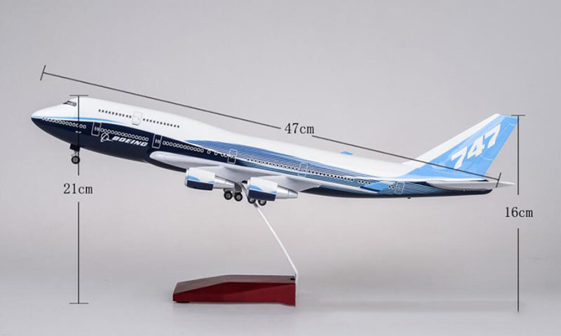 47CM Aircraft 1/150 Scale Air Boeing B747 Plane International Airline Model W Pedestal Light&Wheel Diecast Plastic Resin Plane