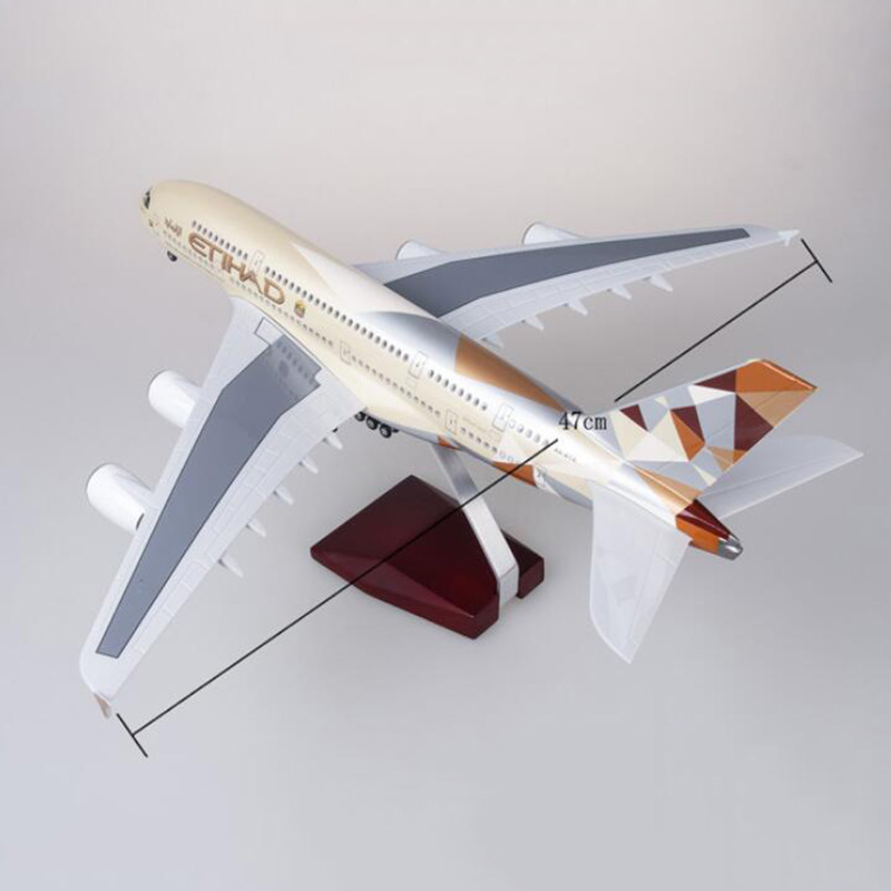 50.5CM camouflage aircraft Model 1/160 Scale Airplane A380 Airbus ETIHAD Airline W Light & Wheels Diecast Plastic Plane Toy Gift