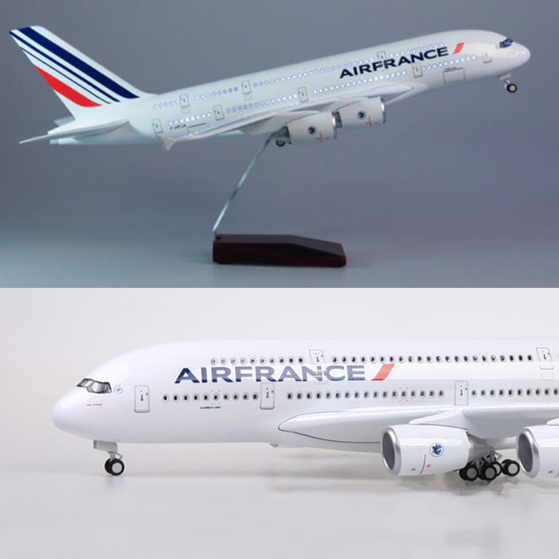 50.5CM Alloy Aircraft 1/160 Scale Airbus 380 A380 Airplane Model France Airline W Light&Wheel Diecast Resin Plane Toy Collection