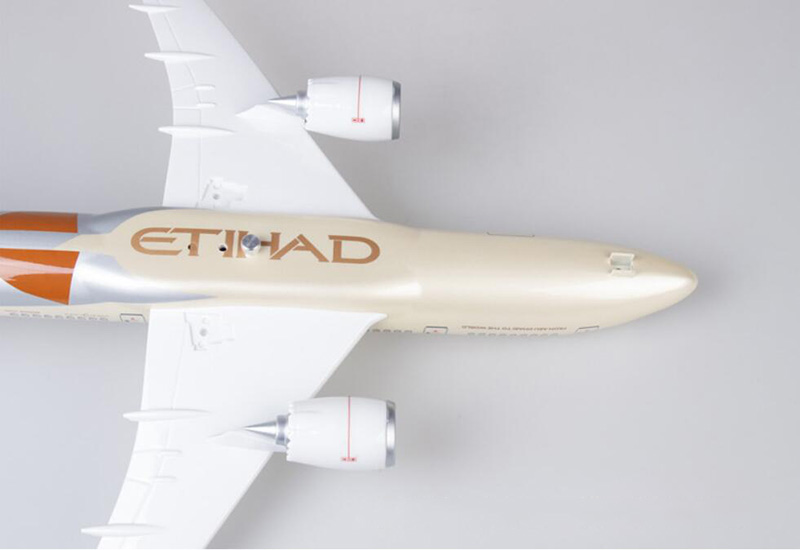 43cm Airplane 1/130 Scale simulation Boeing B787 Aircraft ETIHAD Airlines Model Pedestal Light&Wheels Diecast Plastic Plane Toys