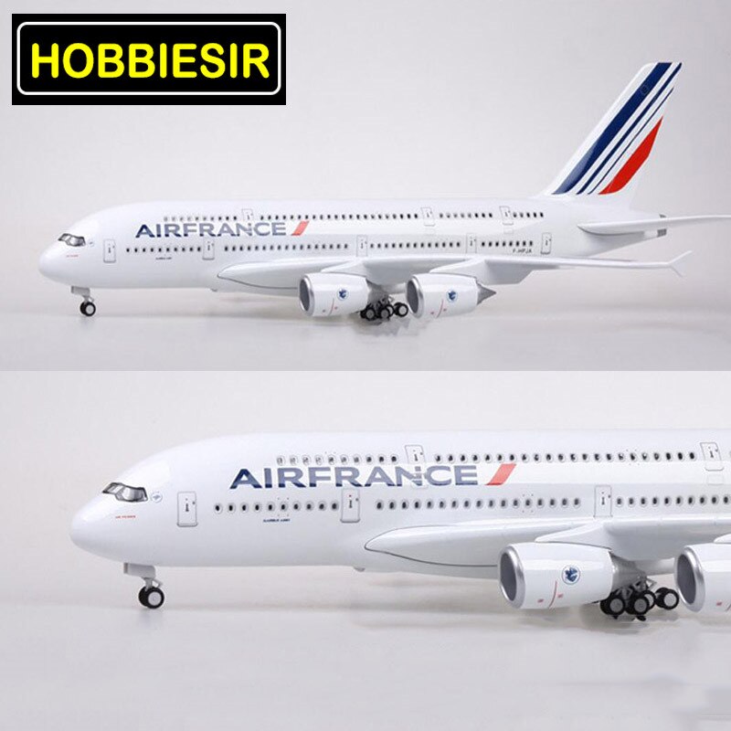 50.5CM 1/160 Scale Airbus A380 Airplane Air France Airline Model W LED Light & Wheel Diecast Plastic Resin Plane For Collection