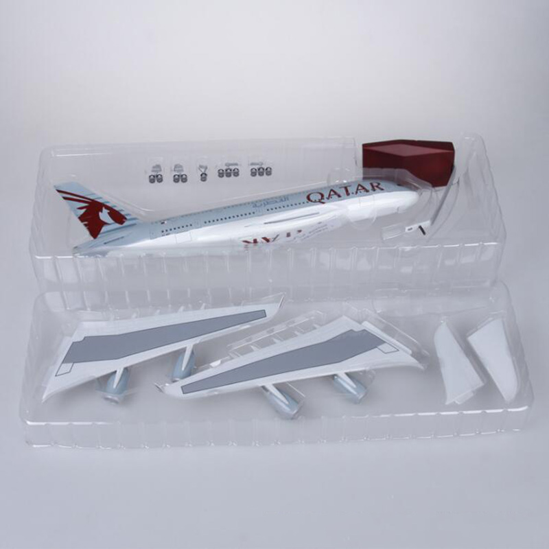 50.5CM Airplane 1/160 Scale Simulation Airbus A380 QATAR Airline Alloy Model W Light&Wheel Diecast Plastic Resin PlaneCollection