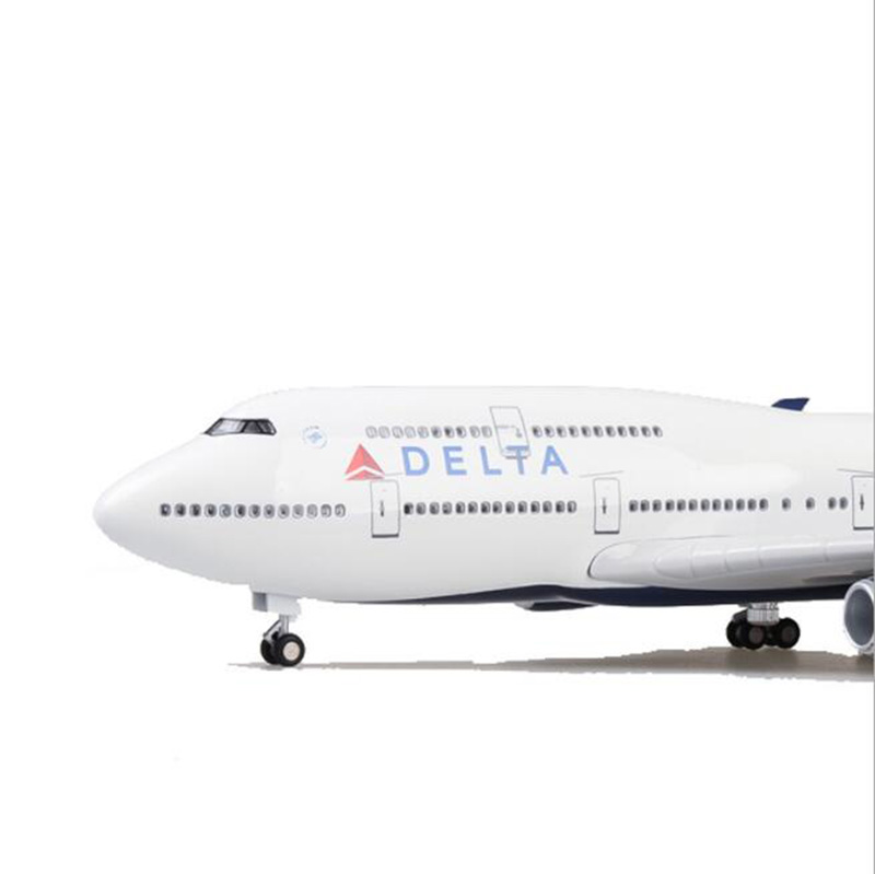 47cm Airplane 1/150 Scale Boeing 747 B747 Airline Aircraft DELTA Model W Light&Wheel Diecast Resin Plane For Collection Toy