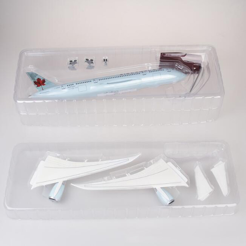 47cm Alloy Aircraft 1:130 Scale Simulation Boeing B787 Airplane Model Canada Airlines Pedestal Light&Wheel Diecast Plastic Plane