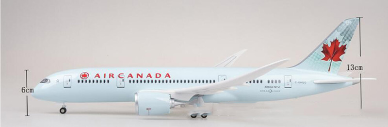 47cm Alloy Aircraft 1:130 Scale Simulation Boeing B787 Airplane Model Canada Airlines Pedestal Light&Wheel Diecast Plastic Plane