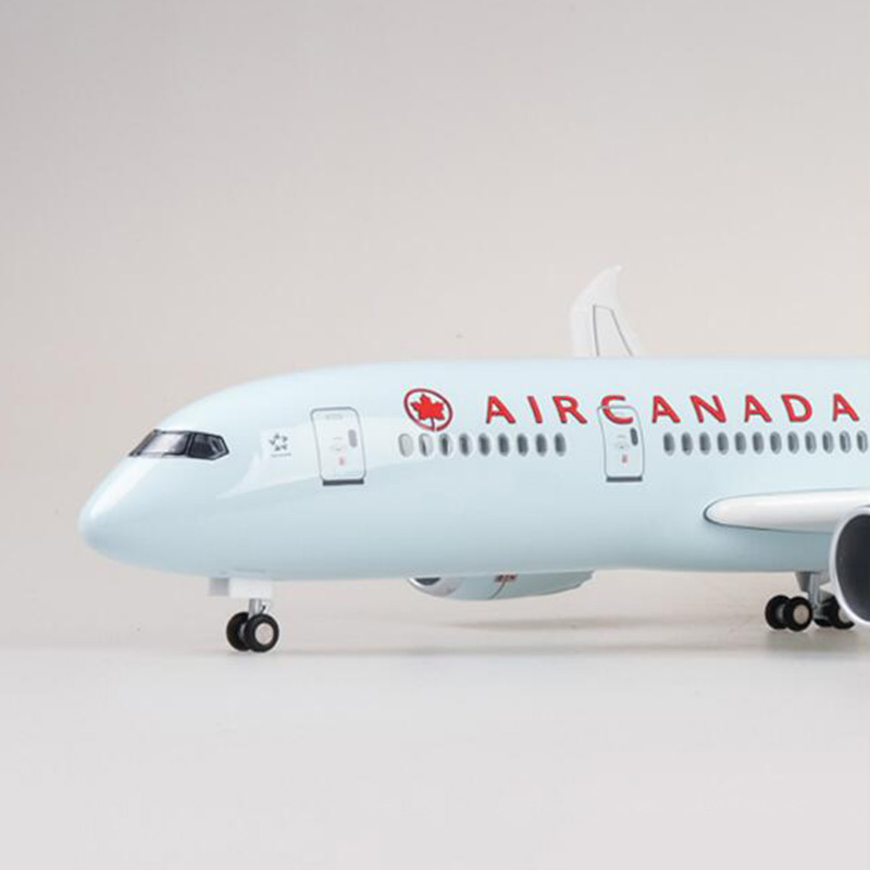47cm Alloy Aircraft 1:130 Scale Simulation Boeing B787 Airplane Model Canada Airlines Pedestal Light&Wheel Diecast Plastic Plane