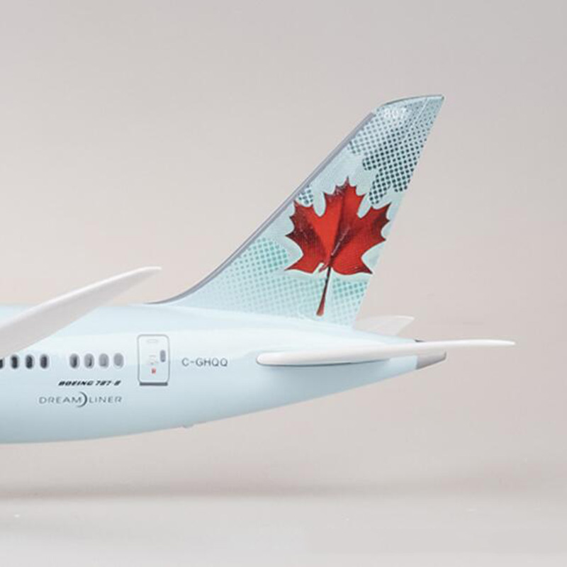 47cm Alloy Aircraft 1:130 Scale Simulation Boeing B787 Airplane Model Canada Airlines Pedestal Light&Wheel Diecast Plastic Plane