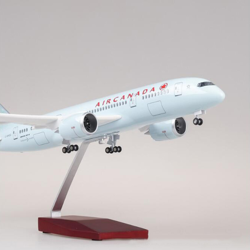 47cm Alloy Aircraft 1:130 Scale Simulation Boeing B787 Airplane Model Canada Airlines Pedestal Light&Wheel Diecast Plastic Plane