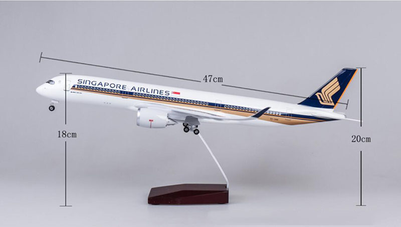 47CM 1/142 Scale Airbus A350 Singapore Airline Alloy Airplane Toys Model W Wheeled Diecast Plastic Plane Collection Decoration