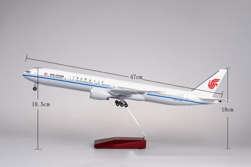 47CM Aircraft 1/157 Scale Simulation Boeing B777 Airplane Model Toys Air China Airlines W Light and Wheel Diecast Plastic Plane