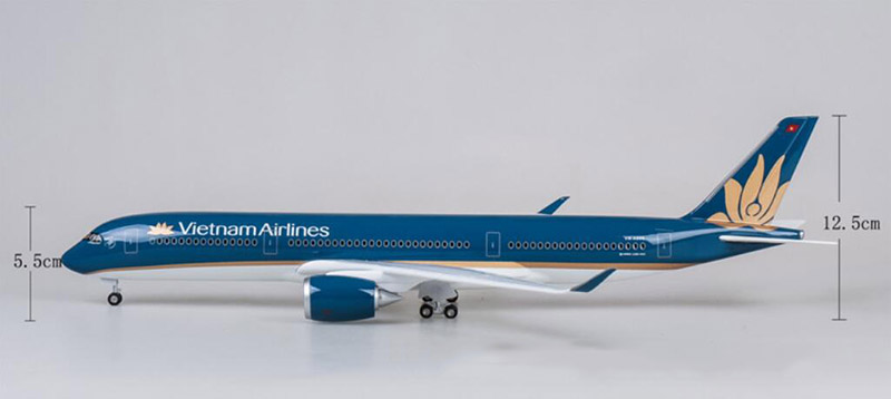 47CM 1/142 Scale Airplane Airbus A350 Aircraft Model toys Vietnam Airlines Model With LED Light & W Wheels Diecast Plastic Plane