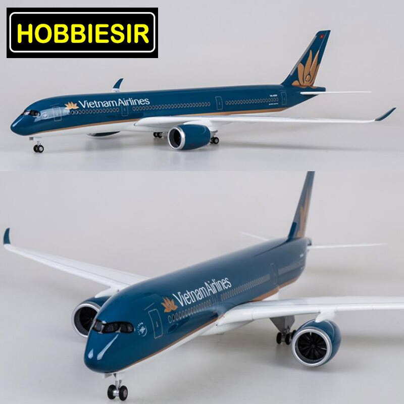 47CM 1/142 Scale Airplane Airbus A350 Aircraft Model toys Vietnam Airlines Model With LED Light & W Wheels Diecast Plastic Plane