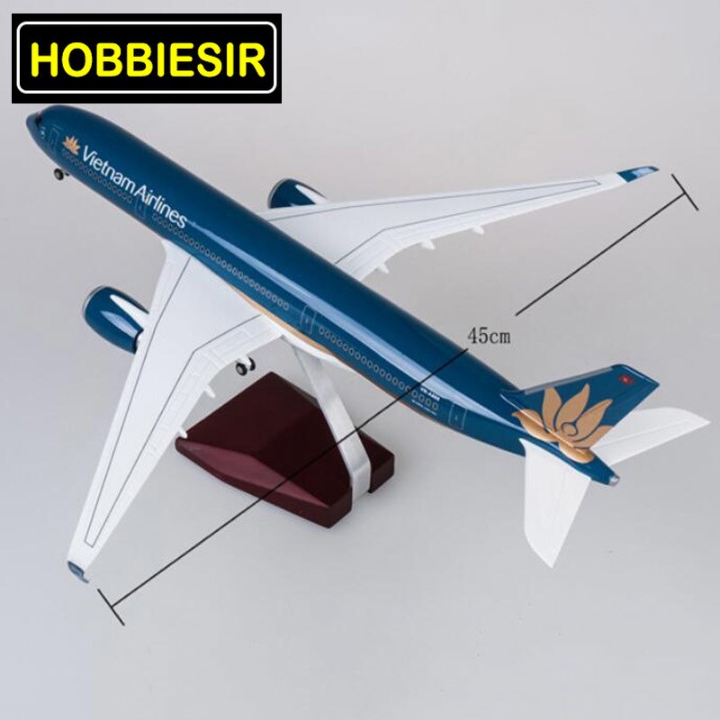 47CM 1/142 Scale Airplane Airbus A350 Aircraft Model toys Vietnam Airlines Model With LED Light & W Wheels Diecast Plastic Plane