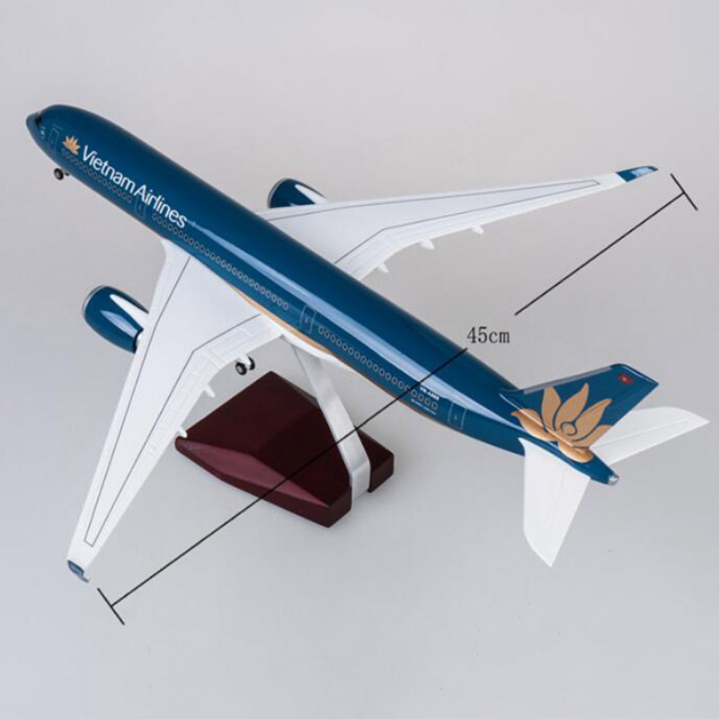 47CM 1/142 Scale Airplane Airbus A350 Aircraft Model toys Vietnam Airlines Model With LED Light & W Wheels Diecast Plastic Plane