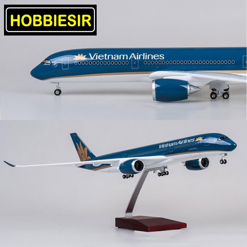 47CM 1/142 Scale Airplane Airbus A350 Aircraft Model toys Vietnam Airlines Model With LED Light & W Wheels Diecast Plastic Plane