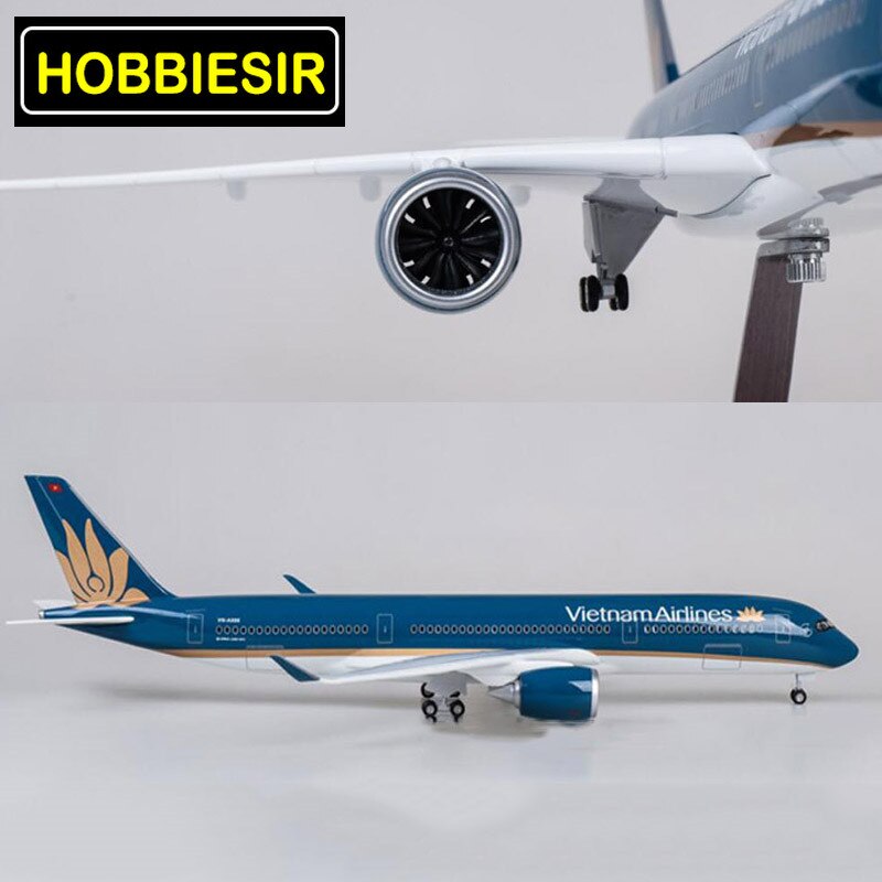 47CM 1/142 Scale Airplane Airbus A350 Aircraft Model toys Vietnam Airlines Model With LED Light & W Wheels Diecast Plastic Plane
