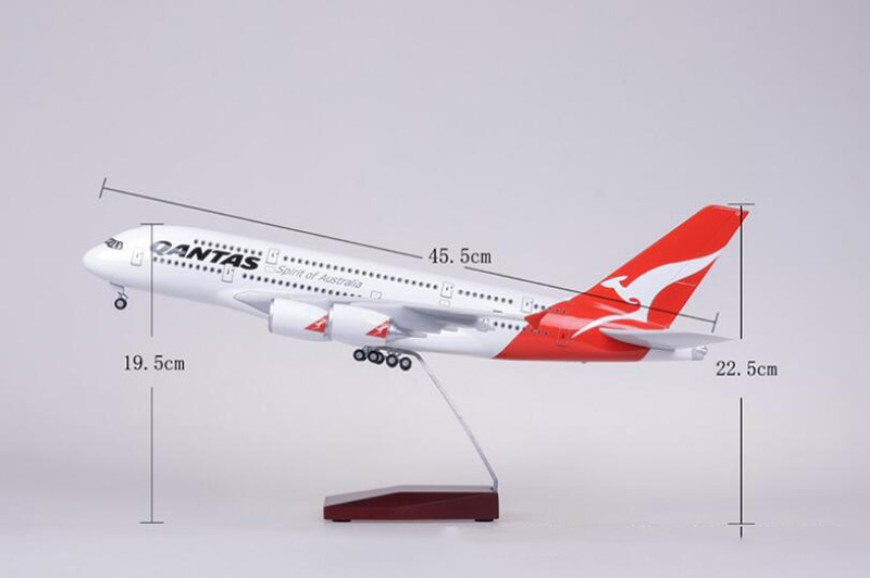 50.5CM Alloy Aircraft 1/160 Scale Airplane Airbus A380 QANTAS Airline Model W Light&Wheel Diecast Plastic Plane For Collection