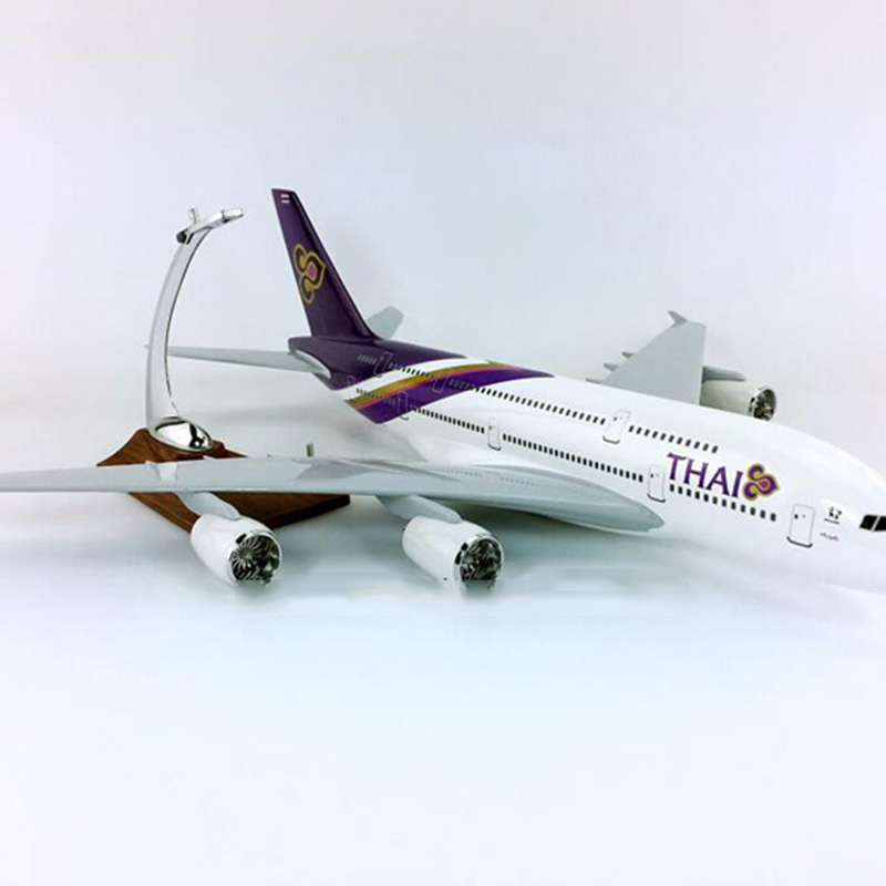 45cm THAI airline Diecast airplane 1/133 scale Airbus A380-800 aircraft model toys plastic alloy with base plane collective Gift