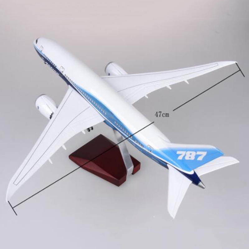 1/130 Scale 47CM Airplane Boeing B787 Model Toys Dreamliner Aircraft Base with light Wheel Diecast Plastic Resin Alloy Plane